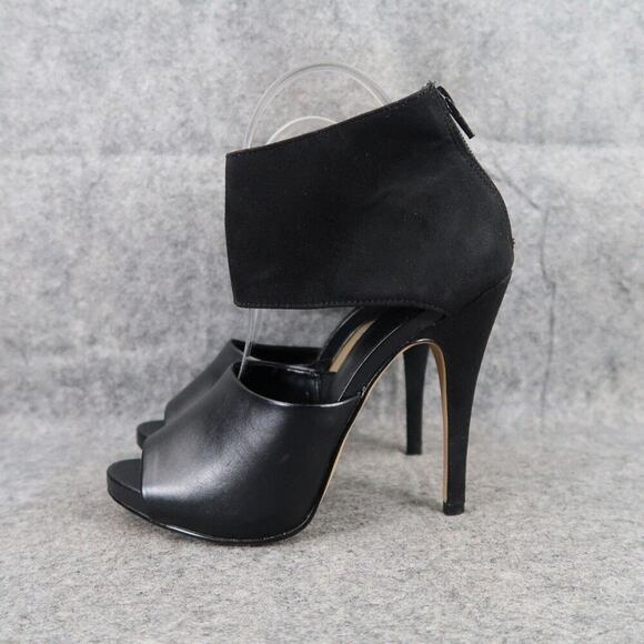 Apt 9 Shoes Womens 7 Pump Stiletto Ankle Strap Open Toe Fashion Formal Black Zip - Picture 5 of 14